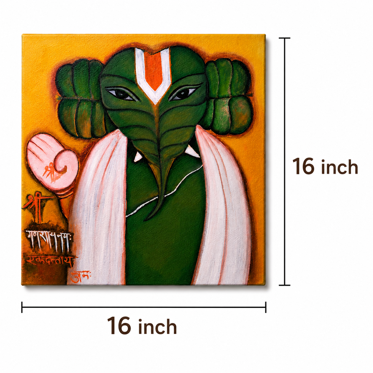 16x16 inch size details of Vighnaharta painting